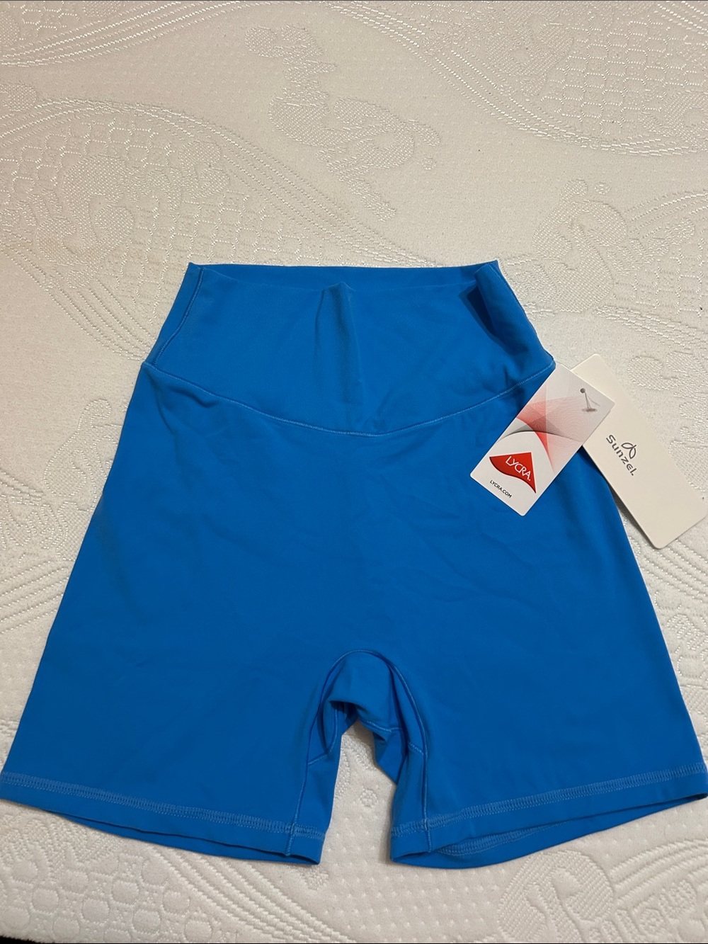 Sunzel Women's High-Rise Blue Bike Shorts